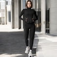 thumbnail image 2 of Women's High Waist Seamless Leggings with Subtle Textured Pattern - Small, Black, 2 of 6