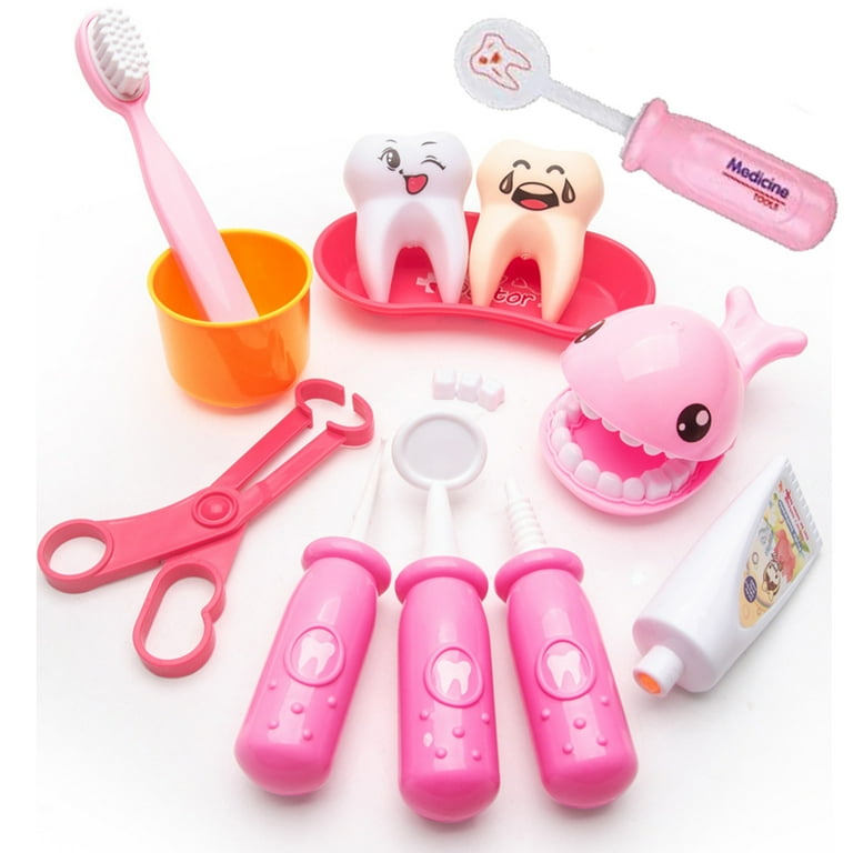 NimJoy Kids Doctor Playset, Dentist Kit for Children, 34PCS Pink