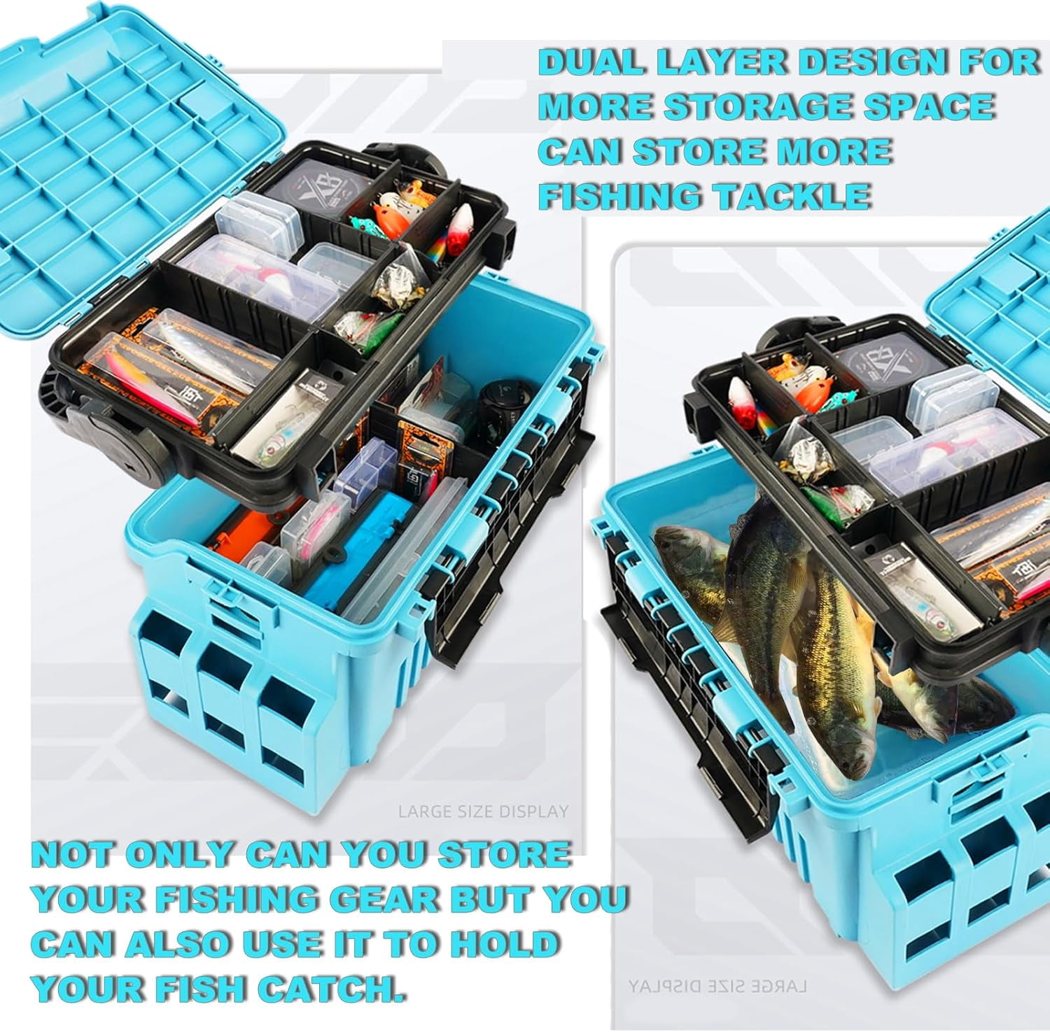 Fishing Tackle Box Fishing Bucket with Rod Holder Fishing Tackle Storage Multifunctional Outdoor Fishing Box Fishing Tools Multi-Functional Live Fish Bait Bucket