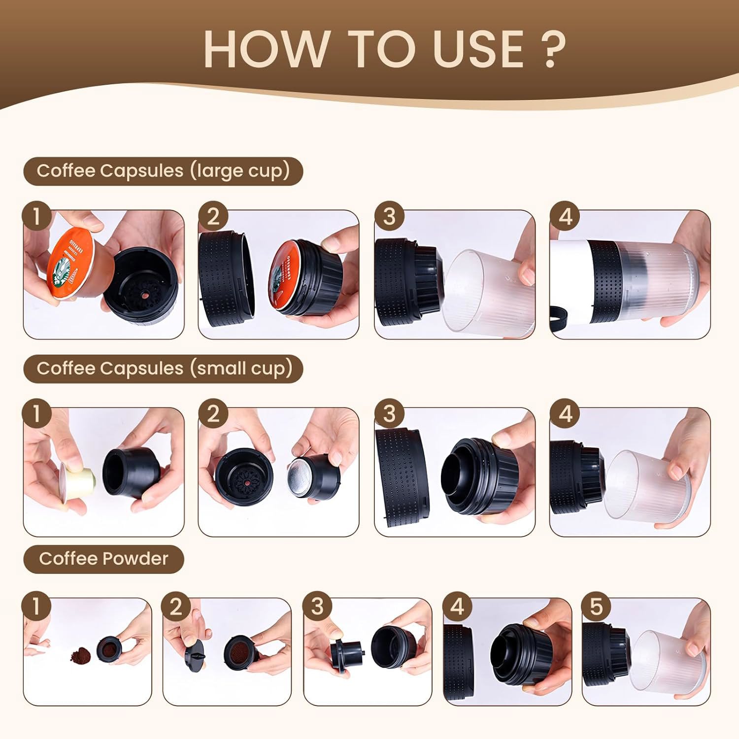 Portable Espresso Machine for Travel, capsule coffee machine with USB-C, Ideal for Camping, Car, Office & Gifts, Black