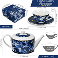 thumbnail image 2 of STP GOODS Dark Mizuki Porcelain Tea Set of 5 pcs for 2 in Gift Box Floral Tea/Coffee Cups 11.83 fl oz (350 ml) with Teapot 37.2 fl oz (1.1 L) Service for 2 Tea Cup and Saucer Set Tea Brewer, 2 of 4