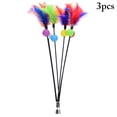 thumbnail image 1 of 3PCS Feather Cat Toy Long Rod Funny Cat Teaser Wand Cat Training Toy with Ball, 1 of 10