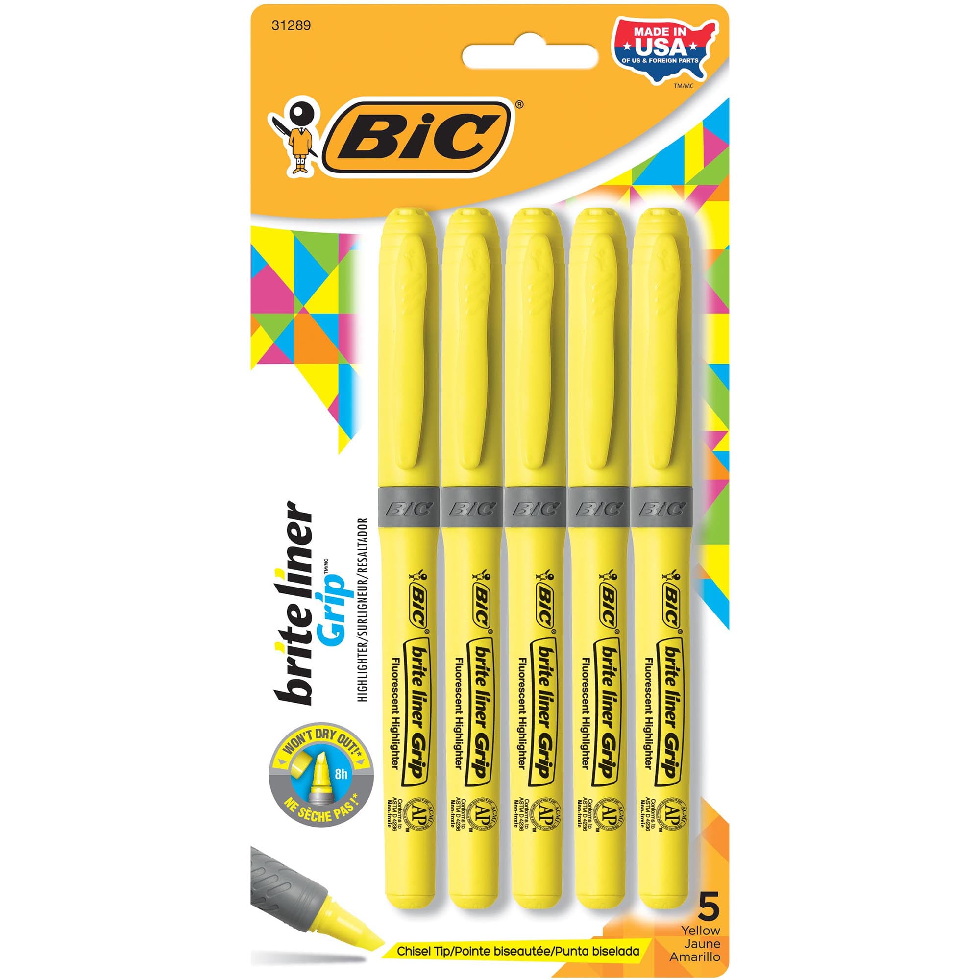 Pack of 5 Sharpie Gel Bullet Highlighter Fluorescent Yellow 2 ea 
