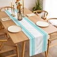 thumbnail image 4 of Teal Green Striped Table Runner Farmhouse Simple Line Vertical Stripes Tablerunners 13 x 70 Inch, Table Decorations Tabletop Scarf for Summer Gathering Holiday Farmhouse Kitchen Dining Decor, 4 of 8