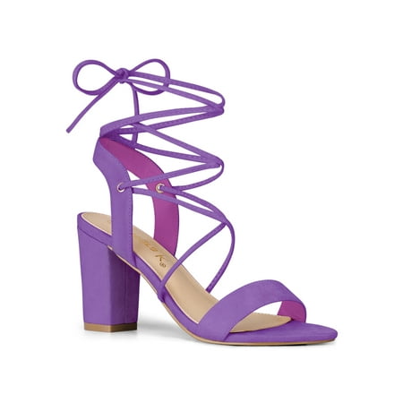

Allegra K Women s Chunky Heels Sandals Block Heels Lace up Sandals