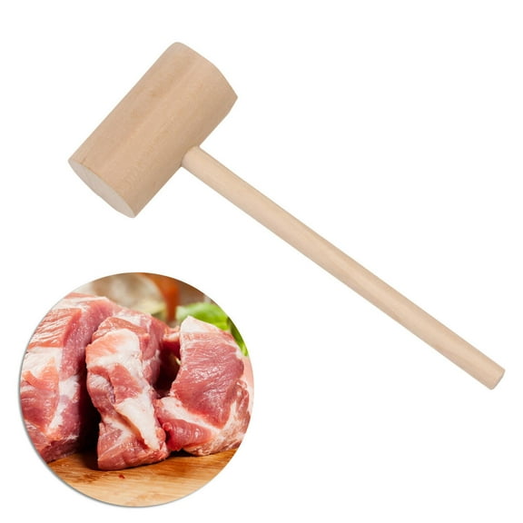 MLINS Wooden Meat Tenderizer Hammer for Cooking Use Double Sided Tool 4 Pieces Light Brown