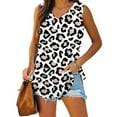 thumbnail image 4 of Wycnly Tank Tops for Women Vintage Lightweight Comfy Tunic Tee Tops Summer Leopard Print V-Neck Sleeveless Shirts Fashion Blouses Khaki l, 4 of 6