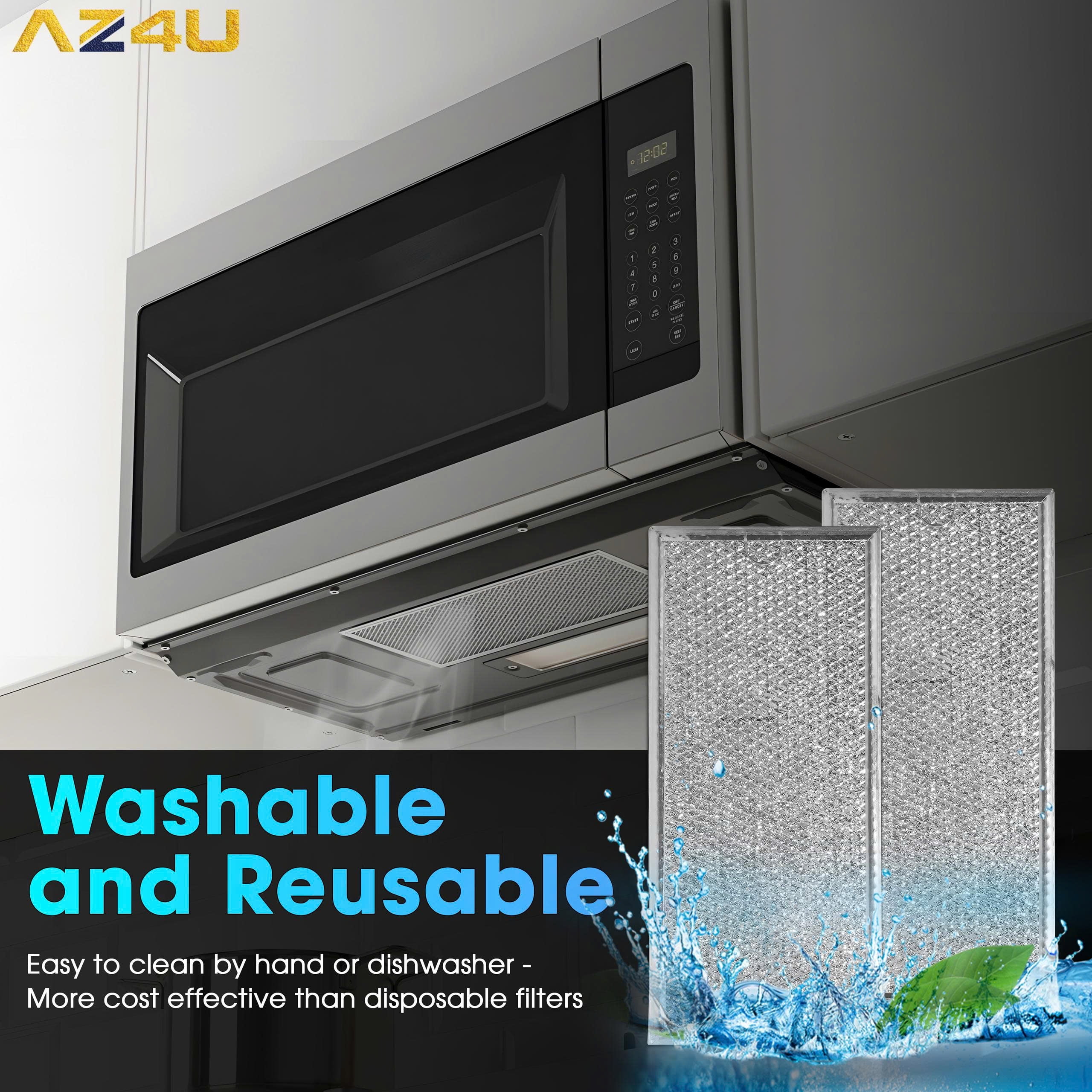 AZ4U 2 Pack Oven Grease Filter Compatible with Samsung MMV1153BAB MMV1153BAS ME18H704SFS ME18H704SFG Microwave