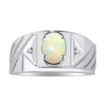 thumbnail image 1 of RYLOS Men's Rings Sterling Silver Rings Classic Designer Style 8X6MM Oval Gemstone & Diamond Ring Opal African Birthstone Rings For Men Size 12, 1 of 7