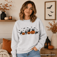 thumbnail image 5 of Skeleton Cats and Pumpkins Sweatshirt, Spooky Halloween Black Cat Sweater, 5 of 9
