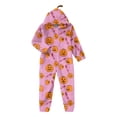 thumbnail image 2 of Halloween Onesie Pajama for Kids Gilrs Size 10-12 Cozy Novelty Fall Pumpkin Ghost Hooded Full Zip Jumpsuits Thanksgiving Clothes for Teen Girls Jumpsuit for Outfit Pink 5-6 Years, 2 of 4