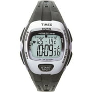 T5H881 Men's Zone Trainer Heart Rate 27-Lap Silver and Black Resin Case Black Rubber Strap Chronograph Watch