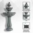 thumbnail image 7 of XBrand 36.2" 2-Tier Outdoor Freestanding Solar Water Fountain - Classic Design, Grey Resin Bird Bath with Pump - Ideal for Yard, Lawn and Garden, Porch Décor, 7 of 7