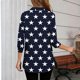 thumbnail image 5 of TaTaai Women's V Neck Slim 3/4 Sleeve Print Top, Fashion Casual Fall Style, Ribbed Stretchy Fabric, Casual Daily Garment, Cold Water Wash Design Gift, 5 of 5