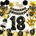 thumbnail image 2 of SPECOOL 18th Black Gold and Black Birthday Decorations for Boys Girls, Happy Birthday Banner, Tissue Flowers, Metallic Black Gold Birthday Party Balloons for Men Women Happy Birthday Party, 2 of 8