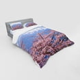 thumbnail image 3 of Mountain Duvet Cover Set, Pink Tones Cherry Blossom Tree Huge Mountain, Bedding Set with Shams and Fitted Sheet, 3 Sizes, by Ambesonne, 3 of 3