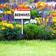 thumbnail image 5 of Eveokoki 12 x 8 inch “Attention Beehives” Lawn Yard Sign with 12.8 inch Stake, 2 mil Laminated Rustproof Aluminum Outdoor Decor, 5 of 6