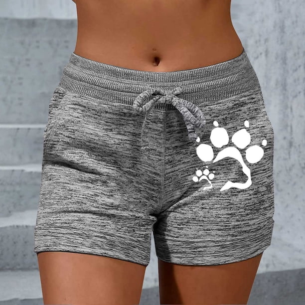 MKLEKYY Pantalones deportivos para mujer, pantalones de yoga estampados a la moda para mujer, pantalones cortos deportivos casuales con lazo elástico