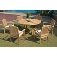 thumbnail image 6 of Grade-A Teak Dining Set: 6 Seater 7 Pc: 60" Round Table And 6 Wave Stacking Arm Chairs Outdoor Patio WholesaleTeak #51WV1207, 6 of 6