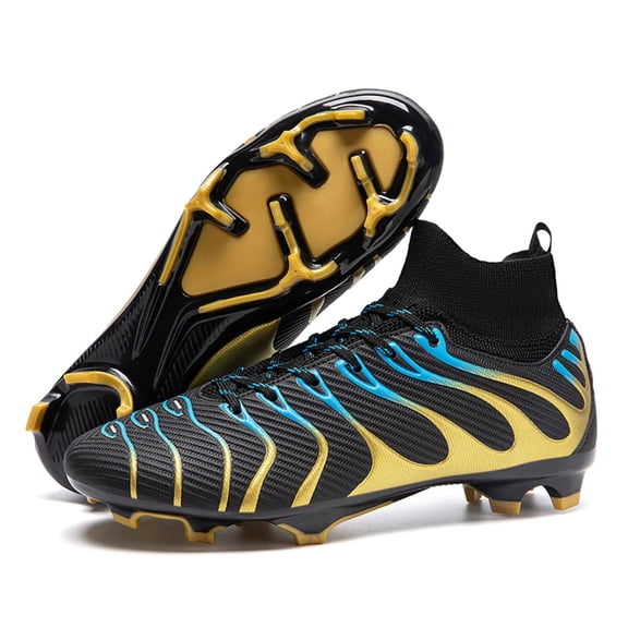 ChiVerve Men's High Tops Soccer Shoes,Lace-Up Athletic Football Cleats Lightweight Indoor/Outdoor TF AG Turf Training Soccer Cleats Sneaker