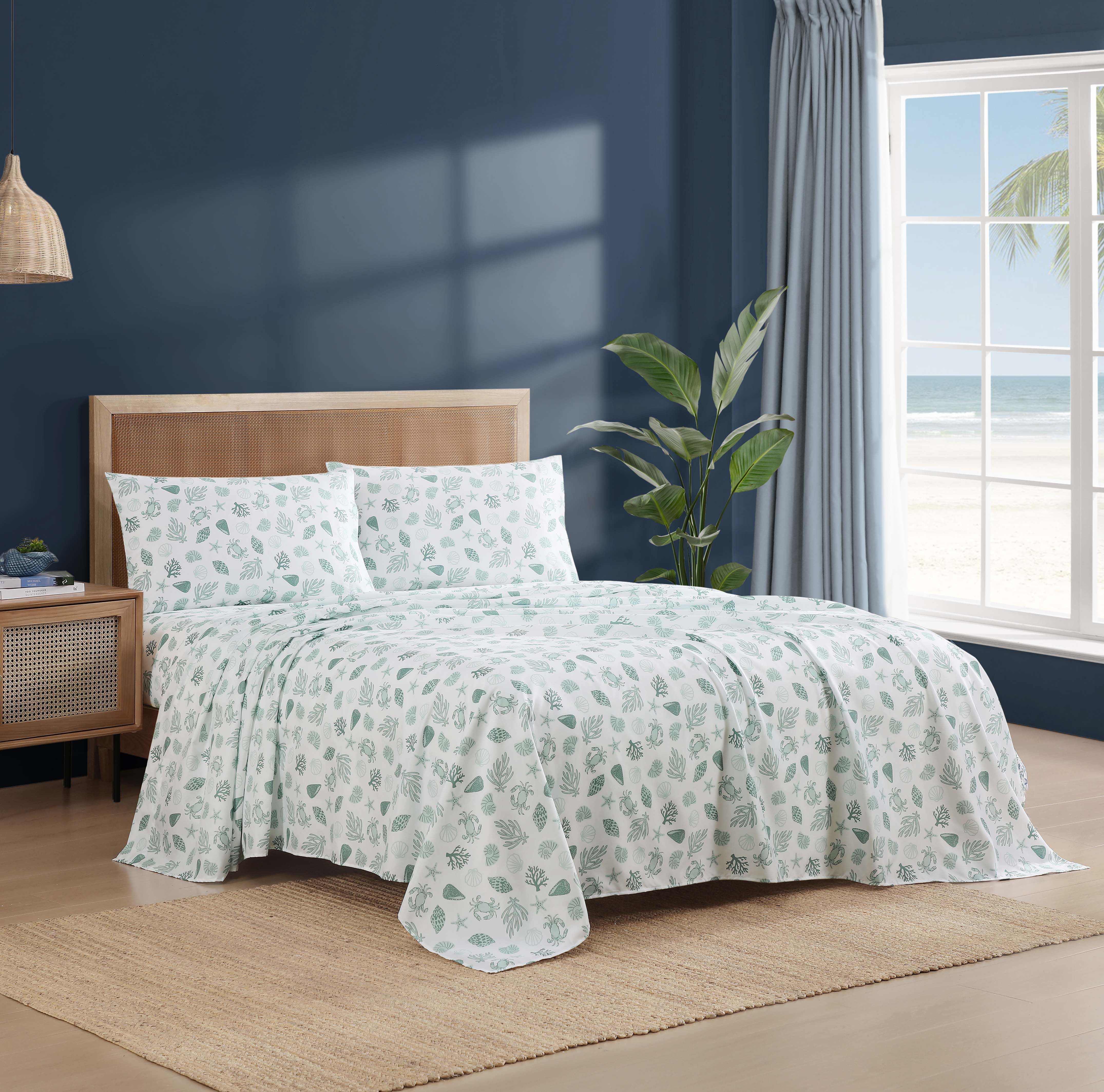 Caribbean Joe, Coastal 4PC Sheet Set, Full, Beachy Cove