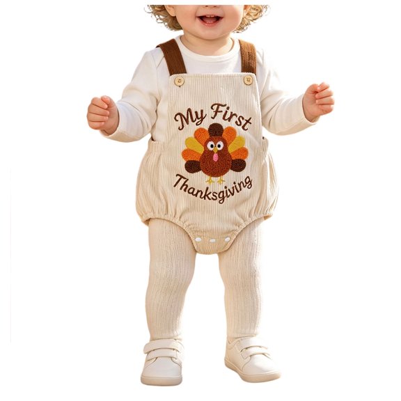 Mnyotv Thanksgiving Outfits Infants Baby Bodysuits Letter Embroidery Sleeveless Rompers for Newborns Size 3-6 Months