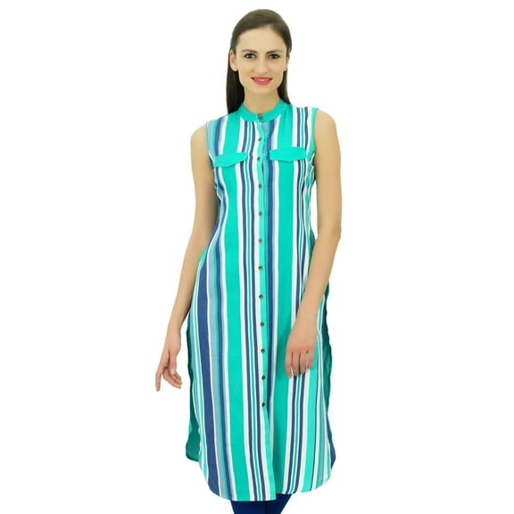 Bimba Women Rayon Straight Kurta Mandarin Collar Indian Kurti