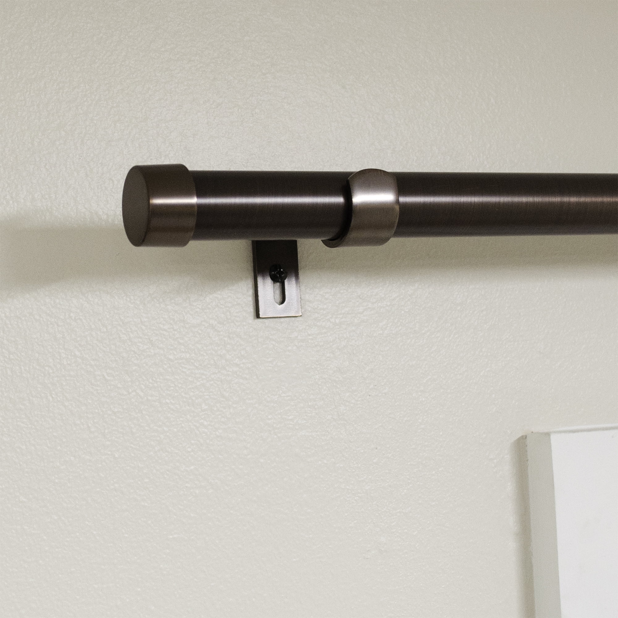 Better Homes & Gardens 1" Plated Oil Rubbed Bronze Cap Adjustable Single Curtain Rod Set, 36"-66"