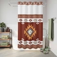 thumbnail image 6 of No Hook Shower Curtain, Southwest Shower Curtains for Bathroom with See Through Top Window, Western Brown Beige Geometric Abstract Art Wooden Waterproof & Washable Bath Curtain Stand Up Stall 36"x72", 6 of 9