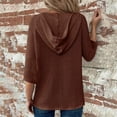 thumbnail image 5 of TKLPEHG Long Sleeve Tops for Women V-Neck Button Hooded Drawstring Top Fashion Casual Comfy Lightweight Fall Tops Loose Solid Color Blouses Pullover (Coffee,XL), 5 of 8