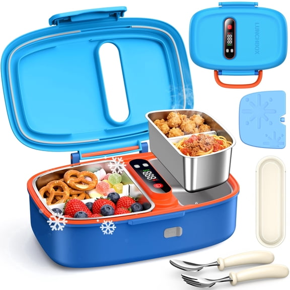 VOPOYO Cordless Electric Lunch Box for Kids, 2-in-1 Chill & Warm Heated Lunch Box with Ice Pack, Scheduled Heating, 5 Cup Capacity, Leak Proof, Removable Divider, for Girls Boys School Picnic