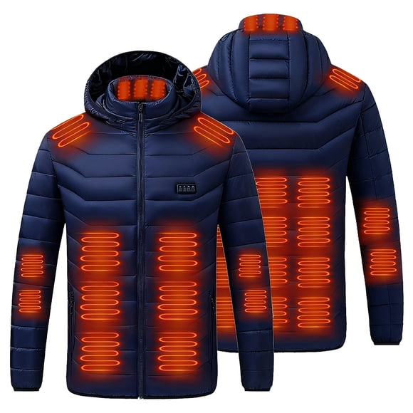 Fengqque Veste Chauffante Unisexe Manteau Chauffant pour Femmes et Hommes avec Capuche Amovible Bleu P(S)