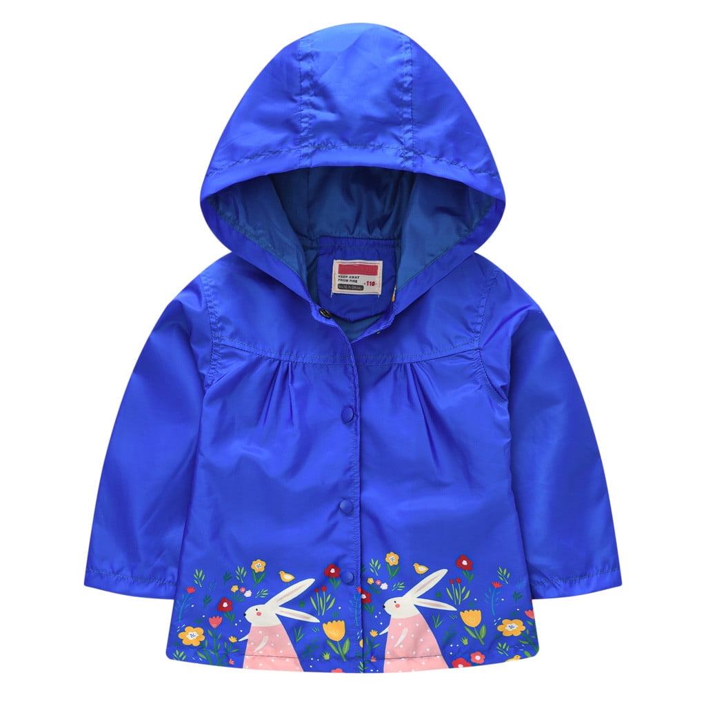 Kids Rain Jacket Spring Softshell Fleece Jacket Lined Lightweight Warm Windproof Cartoon Coat Outdoor Outwear Hooded Jacket Girls Winter Waterproof 