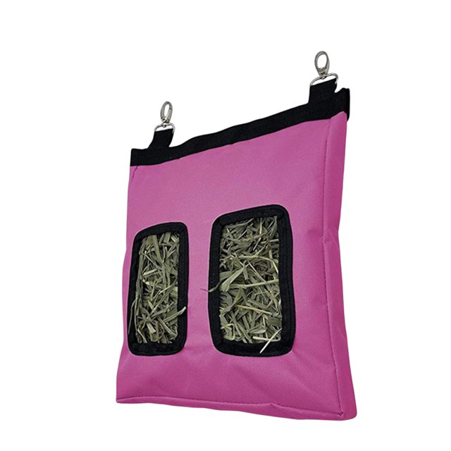 Methold Bolsa de alimentación de heno de conejo de conejillo de indias bolsa de almacenamiento de alimentación de animales pequeños Suministros de alimentación y agua para mascotas Rosa roja/25*3*28cm