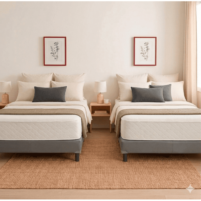 Set 2 camas base Basic matrimonial, gris