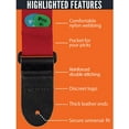 thumbnail image 4 of Protec Guitar Strap Featuring Thick Leather Ends and Pick Pocket, Red, 4 of 5