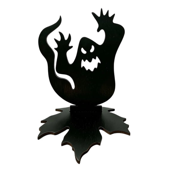 ZJNGJC Halloween Wax Holder Solid Light Stand Maple Leaf Base Candlestick Projection Black Autumn Party Ornament Wooden Decoration Black