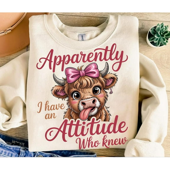 Cow Attitude Cow Graphic Apparently I Have an Attitude Clipart Cute Cow Design Animal TSHIRT All Size S-5XL