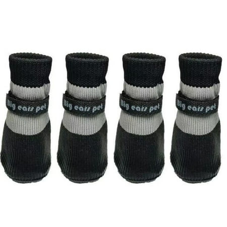 4PCS Anti-Slip Cute Pet Paw Protectors Waterproof Warm Dog Foot Covers Winter Dog Shoes Puppy Boots Dog Snow Shoes BLACK XL 12.5-20KG