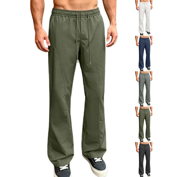 Mens Sweatpants Solid Color Casual Micro Flare Elastic Waist Drawstring With Pocket Hiking Pants Long Pants For Everyday Wear Sweatpants For Men