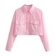 thumbnail image 1 of TRAF-blusa holgada de popelina con bolsillos para mujer, corta Camisa de manga larga con botones, Estilo Vintage, a la moda, 1 of 5