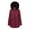 Burgundy, variant on Women's Winter Puffer Coat Fleece Lined Warm Winter Jacket with Removable Faux Fur Hood