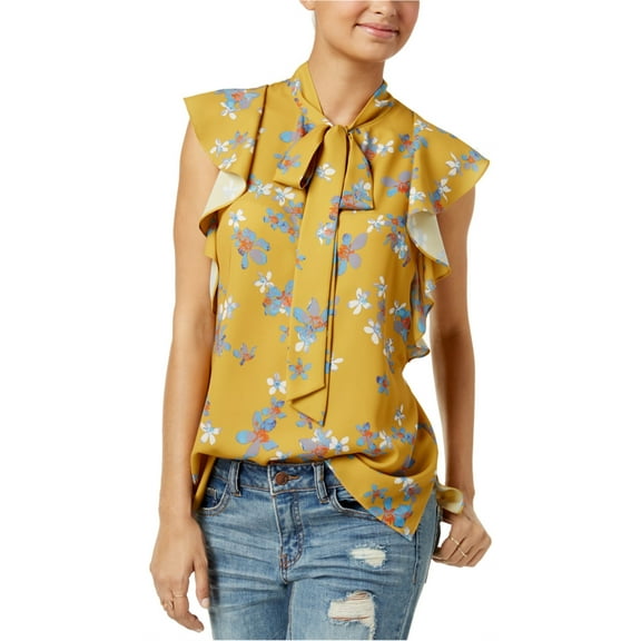 Rachel Roy Womens Tie Front Knit Blouse, Yellow, Small