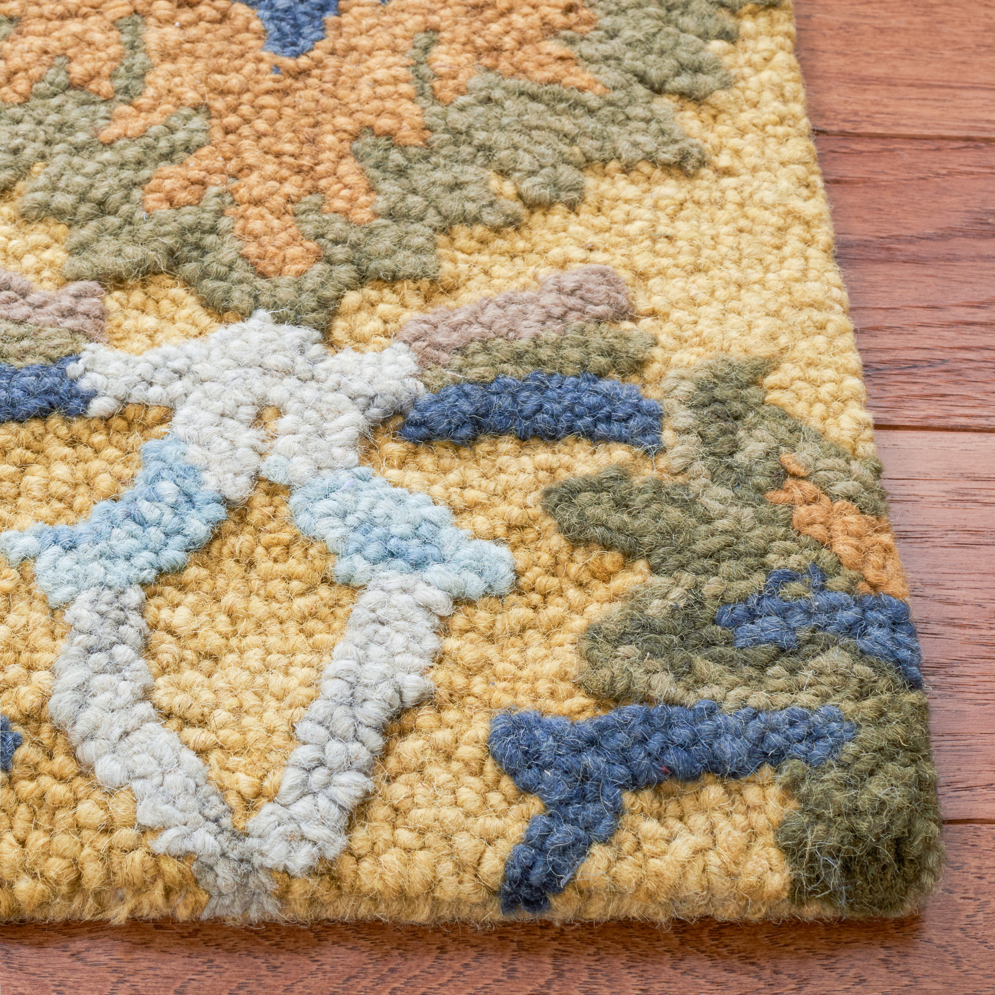 SAFAVIEH Blossom Lennon Floral Wool Area Rug, Gold/Multi, 2'3" x 4'