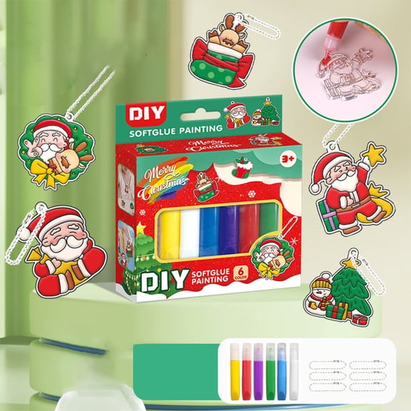 Christmas Suncatcher Kit for Kids DIY Window Paint Sun Catchers Holiday Sparkle Window Art Craft Kit Create Your Own Xmas Window Art for Christmas Party Decoration