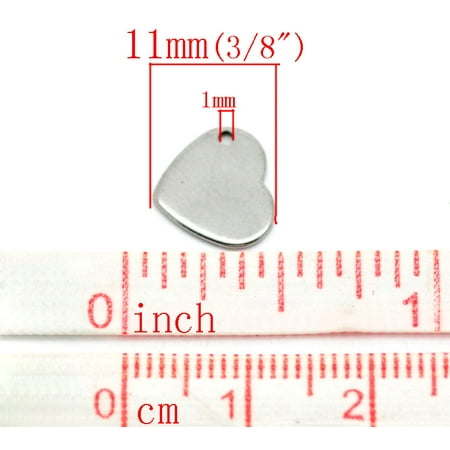 Heart Charms Pendants Findings - 50pcs Stainless Steel Heart Charm Pendant Blank Stamping Tag Finding 11x10mm