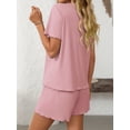 thumbnail image 6 of EASYBRA Women Pants Suit Solid Color Casual Two Piece Outfit Three Quarter Sleeve and Pants All Season S-XL, 6 of 7
