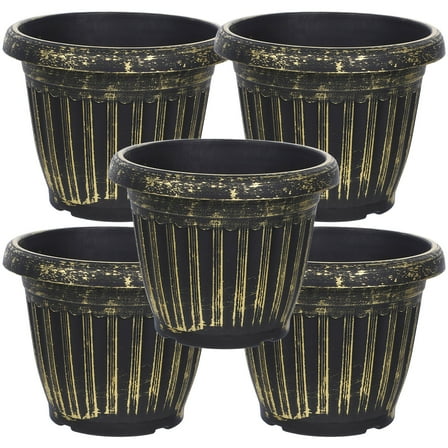 WHAMVOX  5 Pcs Indoor Plant Pots Garden Floral Planter Flowerpot Golden