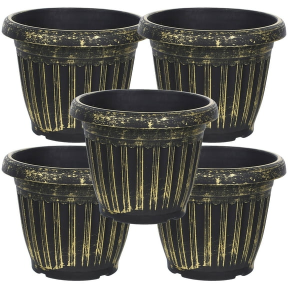 WHAMVOX  5 Pcs Indoor Plant Pots Garden Floral Planter Flowerpot Golden