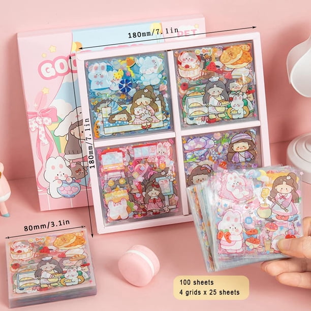 100 Feuilles Stickers Kawaii,Autocollants Kawaii Stickers Dessin Animé 100 Feuilles Stickers Kawaii,Autocollants Kawaii Stickers Dessin Animé